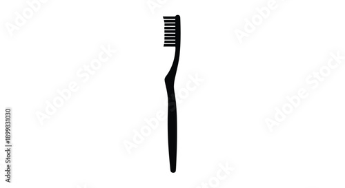 A simple black toothbrush design in a stark silhouette