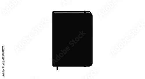 Simple black notebook isolated on white a stark silhouette