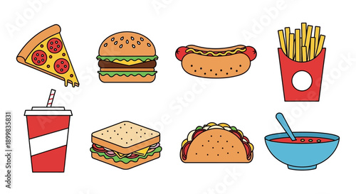 Collection of delicious fast food items.