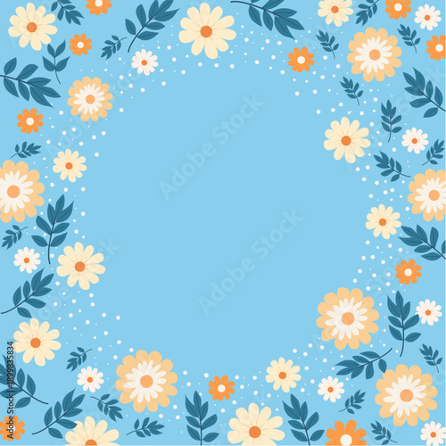 Illustration: Floral Frame Plant Pattern