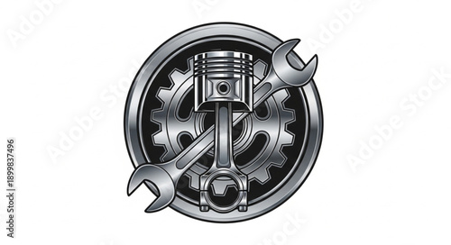 Engine Piston Wrench Gear Mechanical Symbol.