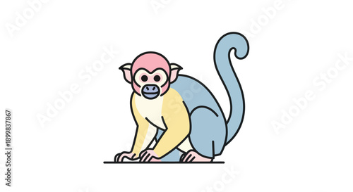 Photography Cute monkey illustration on white background