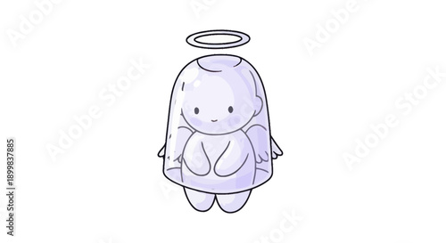 Fotografie Cute cartoon baby angel with halo and wings