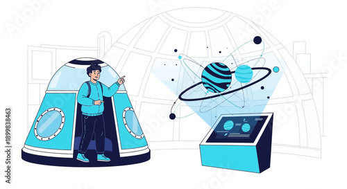 Exploring planetary science through interactive exhibits at a futuristic planetarium