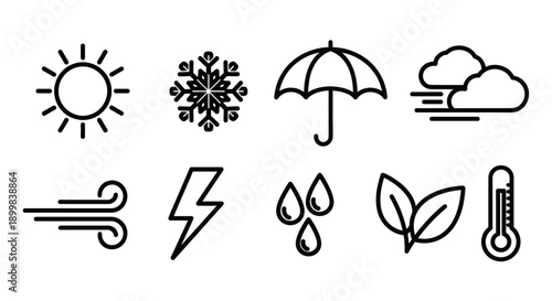 Set of weather forecast icons.
