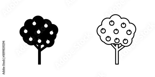Fruit tree set icon isolated on white background.