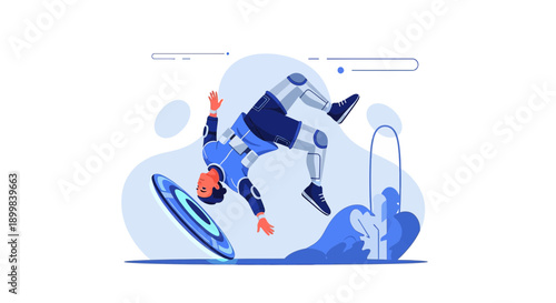 Futuristic acrobatics showcase a fusion of athleticism and advanced tech illustration