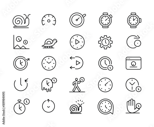 Variety of vector icons representing time and speed concepts