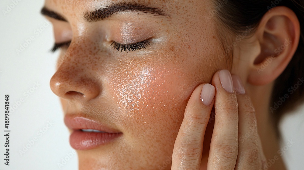 Fototapeta premium Woman face skincare routine close-up