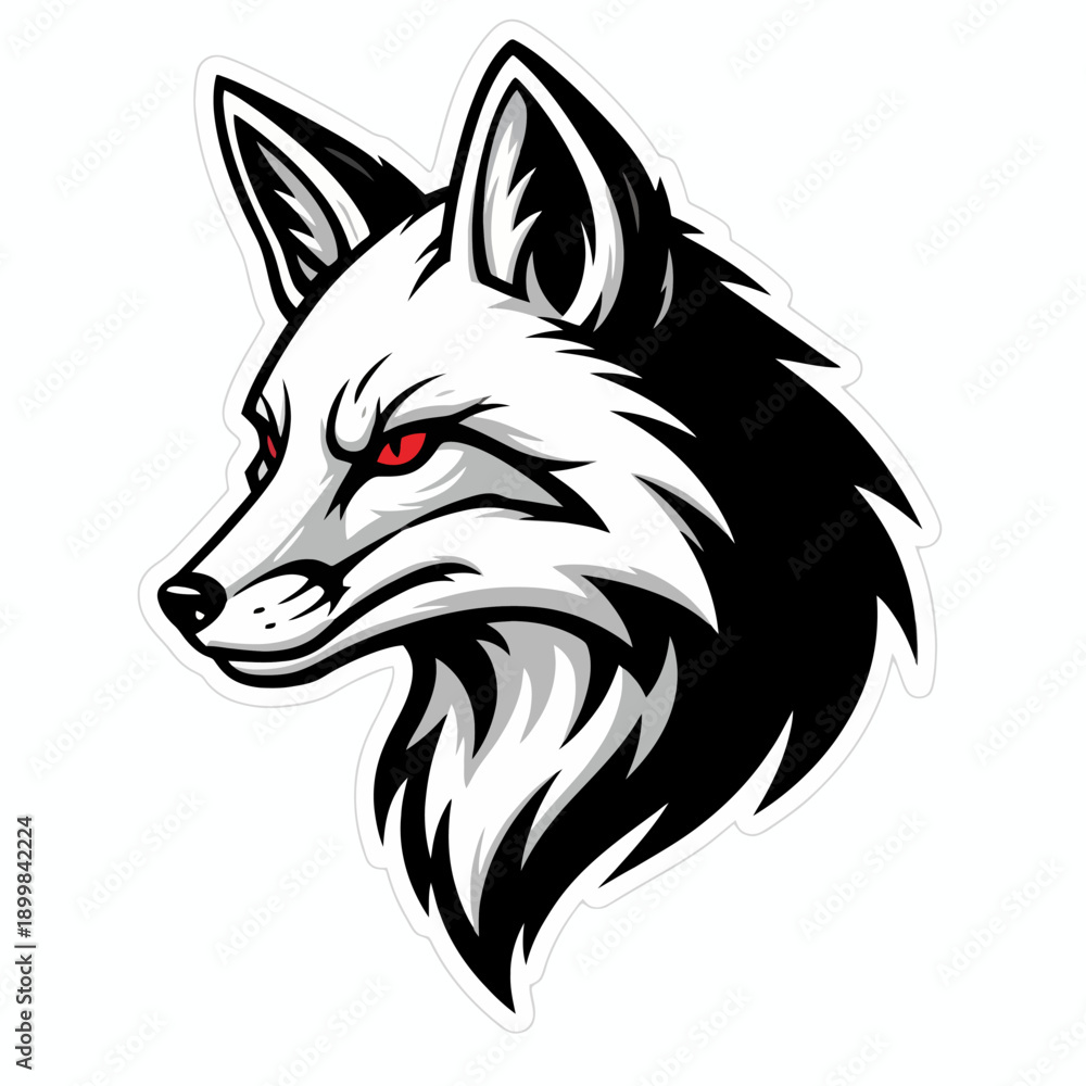 Obraz premium Aggressive Fox Head Mascot Logo, Cunning Red Fox Vector Illustration.