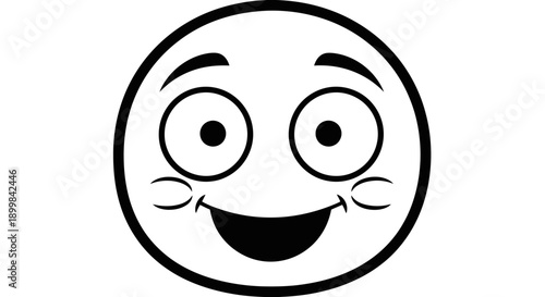 Cheerful happy emoji face icon showing joy and excitement on an isolated white background.