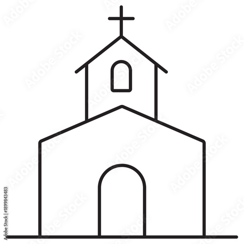 Church icon, Place of Worship, Sacred Christian Sanctuary, House of Prayer, Spiritual Fellowship Center, vector