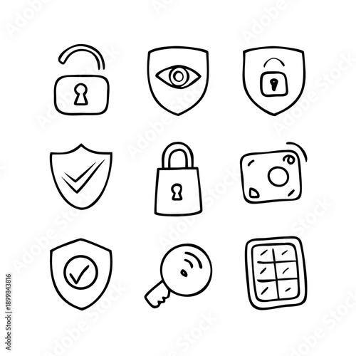 Secure protection icons for safety and privacy online