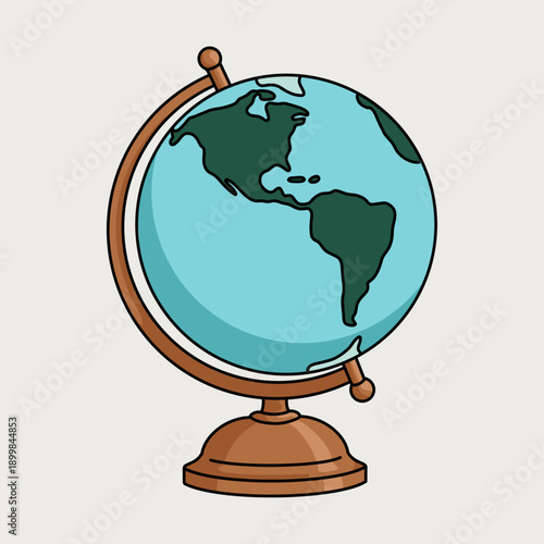 Minimalist Earth Globe Vector Illustration Isolated on Light Background. Travel Around the World. Global Map Connecting Locations