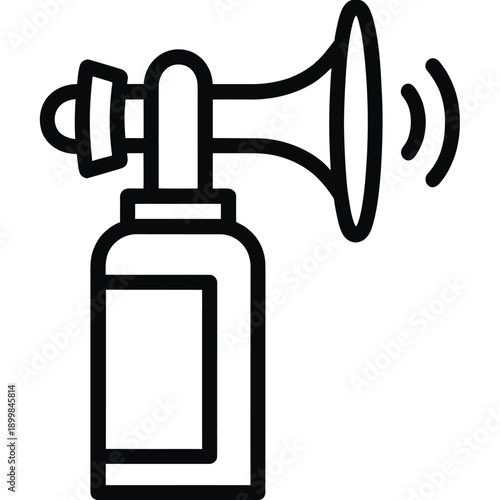 Simple line drawing of a spray bottle with a megaphone nozzle