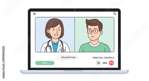 Telemedicine Video Call on Laptop