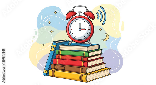Organize your study schedule with books and alarm