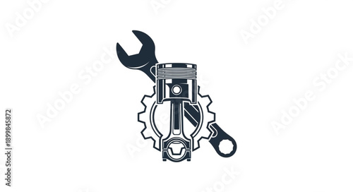 Mechanical Piston and Wrench Icon.