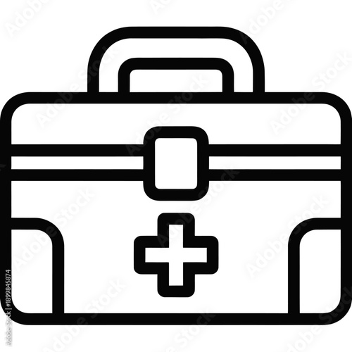 Medical first aid kit icon with handle and cross symbol