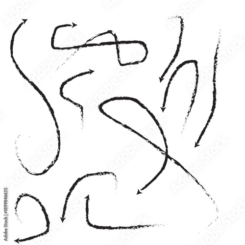 Abstract black lines and arrows on white background