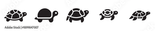 Minimal Flat Turtle Silhouette Vector Icon