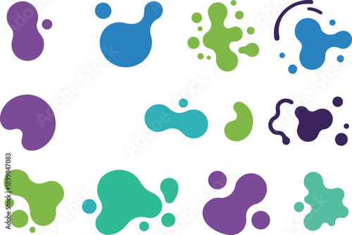 Abstract colorful fluid blob shapes and organic liquid elements setAbstract colorful fluid blob shapes and organic liquid elements set