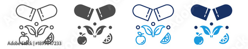 vitamins icon set multi concept