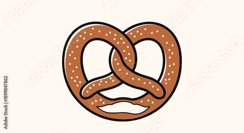 Vector brown pretzel icon with salt, illustration for food branding or bakery logo, Isolated on transparent background, png