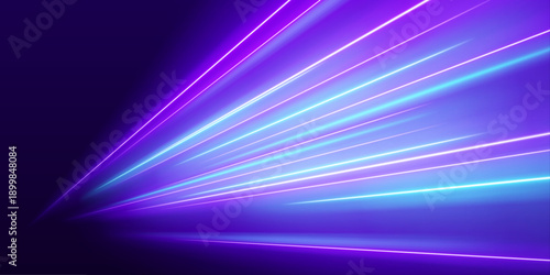 Futuristic light waves flow forward like digital wind in darkness. Neon blue and pink streaks pulse with energy. High-speed abstract technology background.