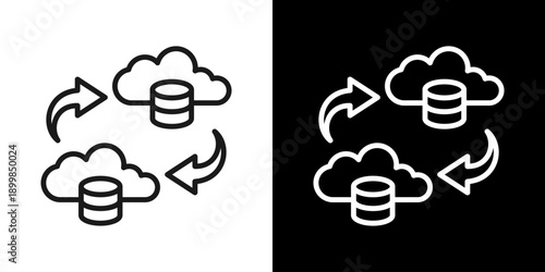 Cloud Migration Icon Of Line Black And White Style