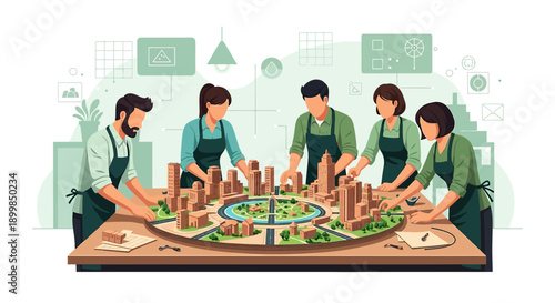 Collaborative urban planning session for sustainable growth and smart city design