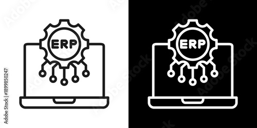 Erp Icon Of Line Black And White Style