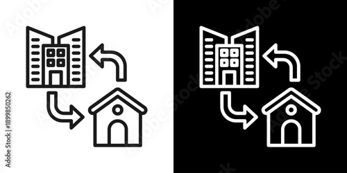 Hybrid Work Icon Of Line Black And White Style