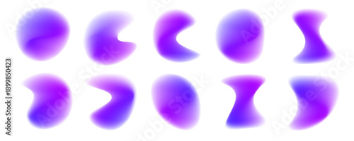 Shapeless neon blobs float in soft gradient meshes. Colorful noise adds depth and visual interest. Abstract modern art style illustration PNG.