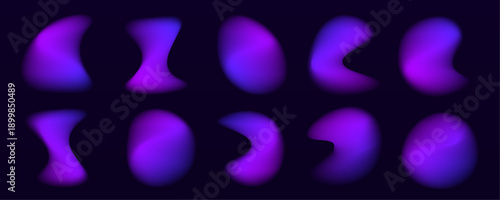 Soft gradient meshes blend with circular neon light forms. Grainy aura effects add texture and artistic flair. Abstract colorful digital illustration PNG.