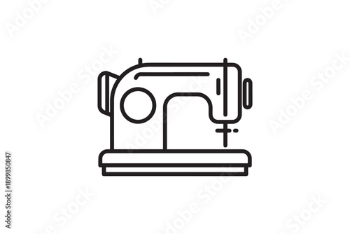Sewing machine icon outline isolated on white background symbol for tailoring craft fabric and handmade creation hobby equipment