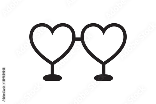 Heart shaped glasses icon outline isolated on white background symbol for love romance and valentines day celebration romantic accessory