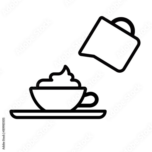 ミルクを注ぐコーヒーカップのシンプルアイコン