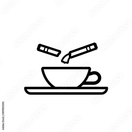 シュガースティックを入れるコーヒーカップのシンプルアイコン