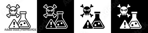 Toxicology Icon Set In Black And White Filled Style Collection