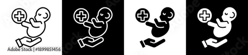 Pediatric Icon Set In Black And White Filled Style Collection