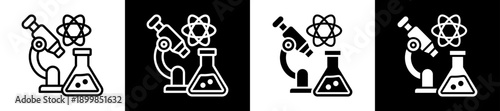 Science Icon Set In Black And White Filled Style Collection