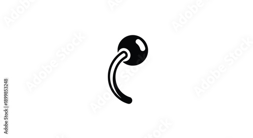 Simple black icon of a curved nose or ear piercing