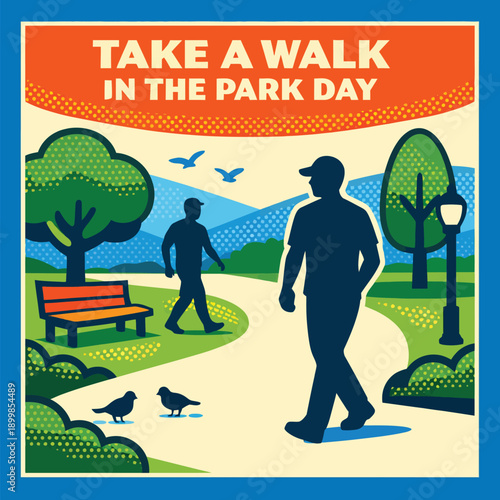 Take A Walk In The Park Day Outdoor Relaxation Illustration