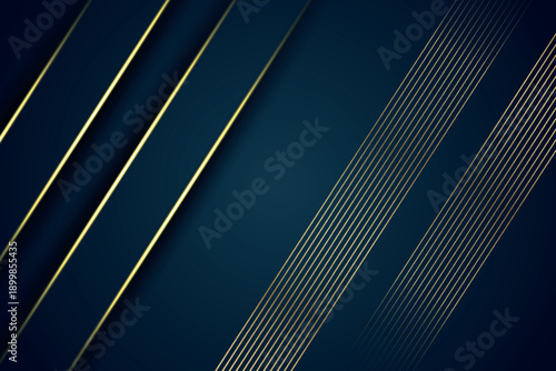 Abstract dark blue gradient background with luxurious glittering gold stripes design. Premium design with shadow effect for cards, certificates, invitations, and awards. VOL. 2