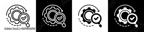 Research Icon Set In Black And White Filled Style Collection