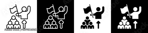 Leadership Behavior Icon Set In Black And White Filled Style Collection