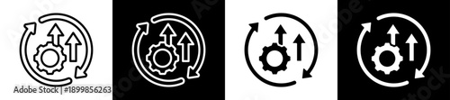 Continous Improvement Icon Set In Black And White Filled Style Collection