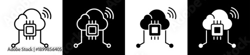 Iot Icon Set In Black And White Filled Style Collection