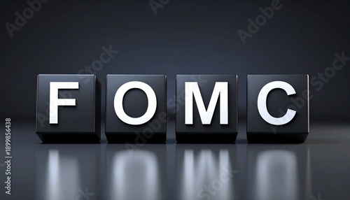 FOMC letters on black cubes for finance and economics presentations
